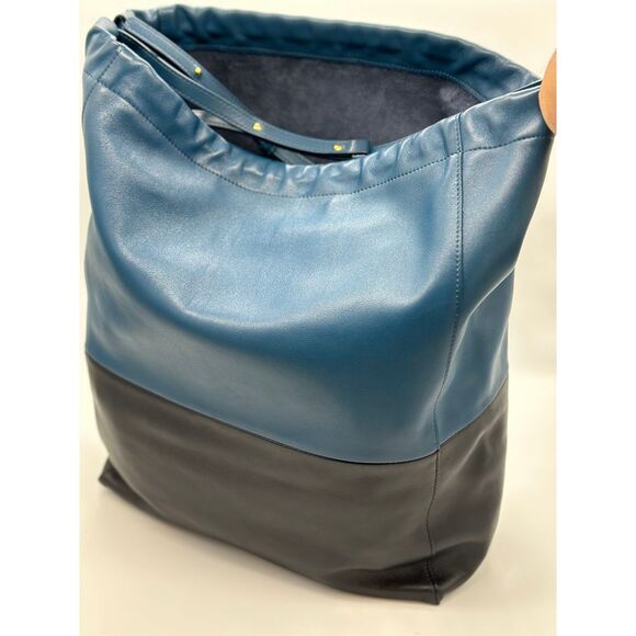 Celine Shoulder Bicolor‎ Metallic Blue Cabas Calfskin! AMAZING - Picture 4 of 8